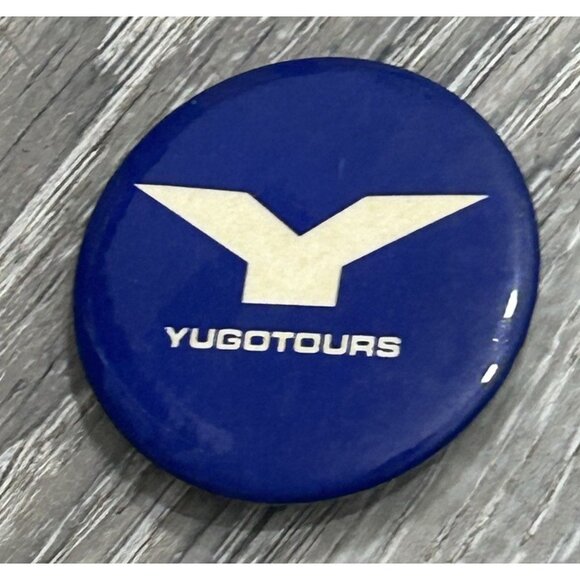 Yugotours UK Tour Operator & Travel Agent Pinback Button Blue Round Shape - Picture 1 of 7